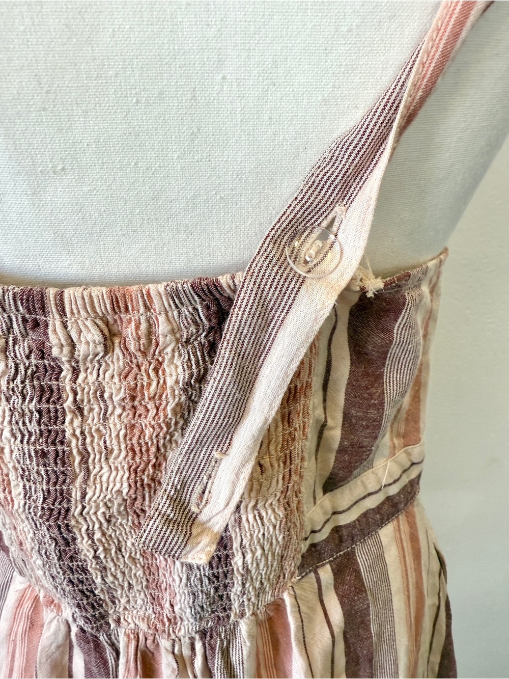 ANA Striped Midi Dress Small Pink Purple Button Front Tie Back Sundress A-Line - Picture 7 of 11